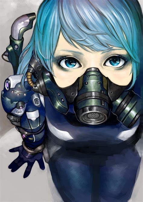 anime with gas mask|glowing gas mask anime look.